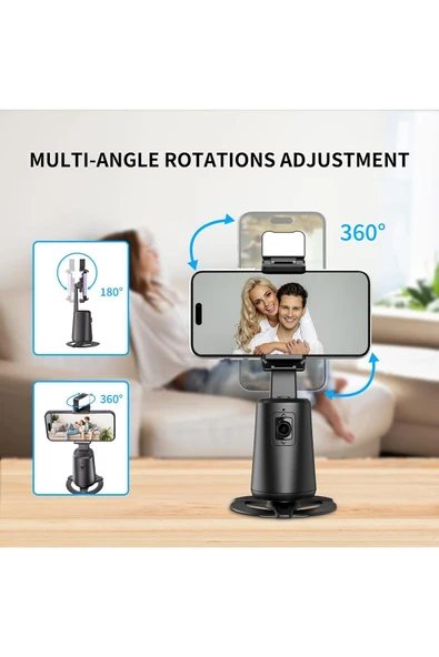 Airstorr Otomatik Yüz İzleme Tripod 360 ° Dönen Otomatik Takip Telefon Standı - 4