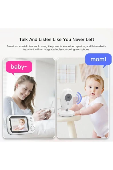 MEGAMUS Video gece görüş müzik odası sıcaklık algılama 3.5inç ekran 720p 2.4G bebek izleme monitörü - 4