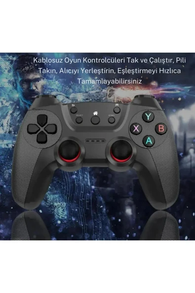 Airstorr Joystick Gamepad Çiftli Tv Pc Uyumlu Oyun Konsolu 2.4g Gamepad Double Joystick Doungle - Resim 3