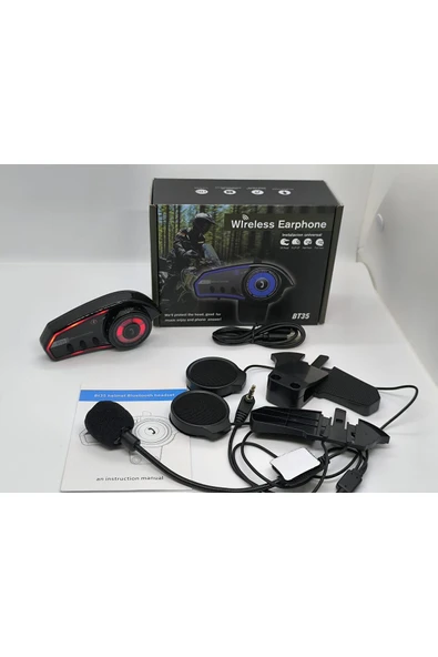 Airstorr Işikli Bt35 Intercom Motor Kurye Kask Kulaklık Bluetooth 5.0 Motosiklet Kulaklık - 3