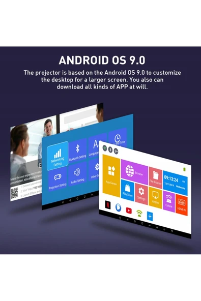 Airstorr 4K HD 1080P taşınabilir akıllı WiFi DLP tripodlu ev sineması Android sistemli projektör - 4