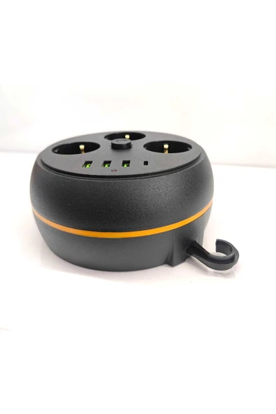 Airstorr Termal Akım Korumalı Makaralı 2M Kablolu 3 Prizli 3 USB 1 Type-C Priz - 4