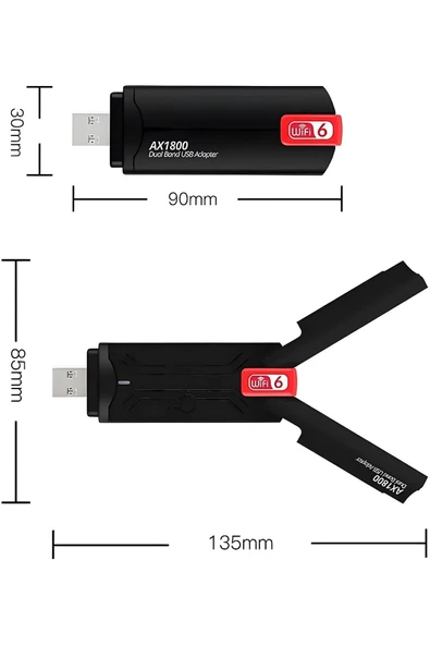 MEGAMUS USB3.0 WiFi 6 AX1800Mbps Çift Bant 5Ghz/2.4Ghz Kablosuz Adaptörü MU-MIMO Windows 11/10/7 - 4