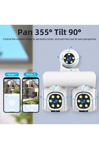 Airstorr Full HD 4G/WiFi Video gözetim kamera açık 6K 360' 3PTZ k 3ekran  3lensler WiFi güvenlik kamerası - Resim 2