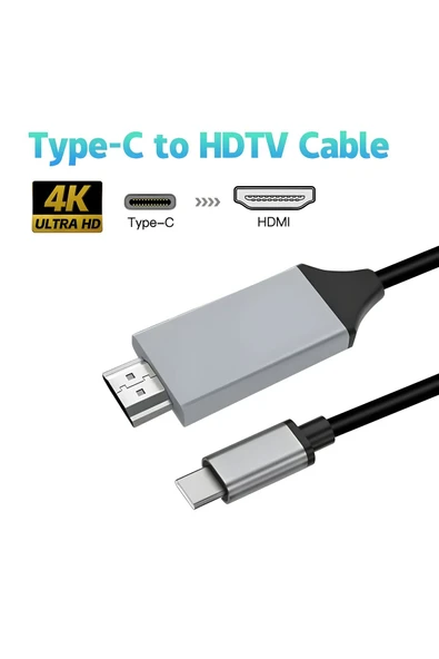 Airstorr Type-C HDMI USB 3.1 uyumlu adaptör kablosu HDTV 30Hz 4K USB-C kablo PC için monitör - 3