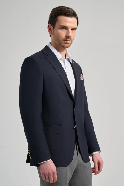 Düz Bez Ayağı Mono Yaka Tam Astar Esnek 6 Drop Comfort Fit Ceket 1002245902 - Resim 3