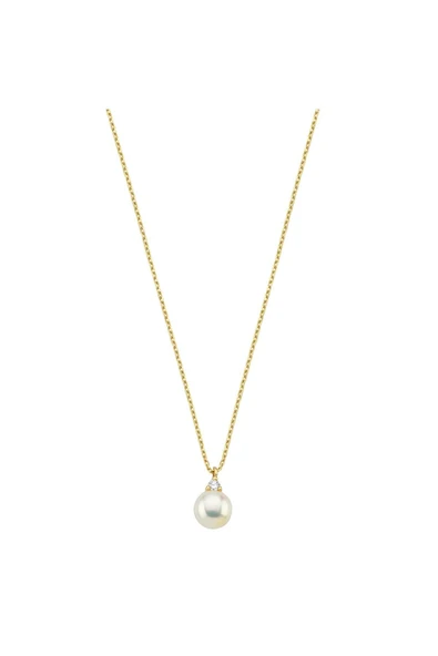 8,5 mm Doğal İnci 0,76 Karat Pırlantalı Kolye - Resim 7