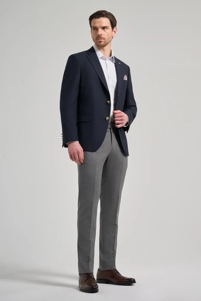 Düz Bez Ayağı Mono Yaka Tam Astar Esnek 6 Drop Comfort Fit Ceket 1002245902 - Resim 2