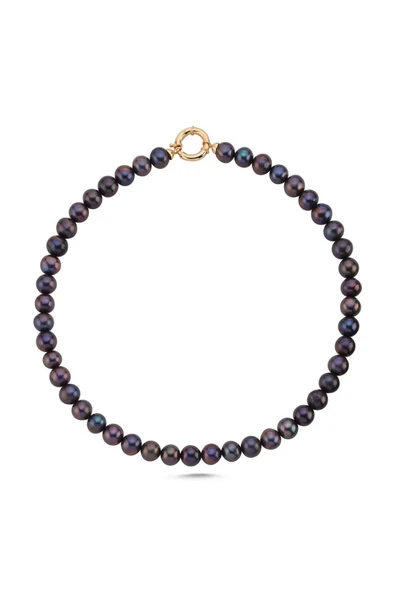 10,5 mm Gemici Kilit Sıralı Siyah İnci Kolye ürün görseli 1