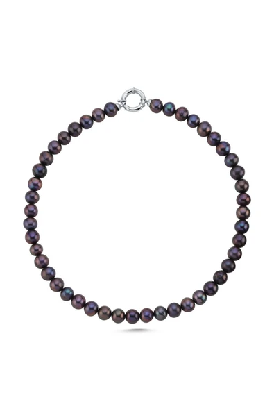 10,5 mm Gemici Kilit Sıralı Siyah İnci Kolye - Resim 4