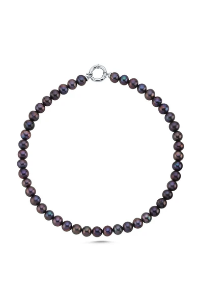 10,5 mm Gemici Kilit Sıralı Siyah İnci Kolye - Resim 7