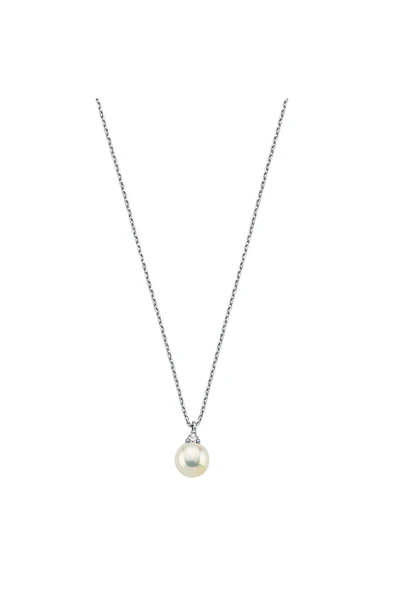 8,5 mm Doğal İnci 0,76 Karat Pırlantalı Kolye - Resim 6