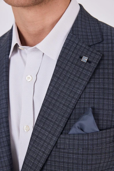 Lacivert Mono Yaka Bez Ayağı Tam Astar Esnek 4 Drop Comfort Fit Classic Ceket 1002250157 - Resim 4