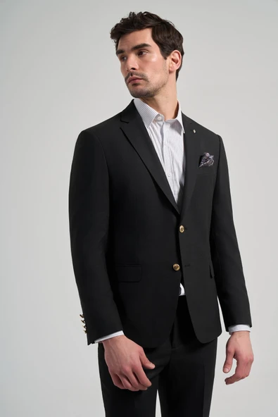 Düz Bez Ayağı Mono Yaka Tam Astar Esnek 6 Drop Slim Fit Ceket 1002245903 - Resim 3