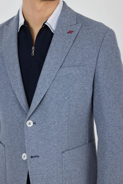 Düz Örme Pamuklu 6 Drop Slim Fit Ceket 1002250114 - Resim 4