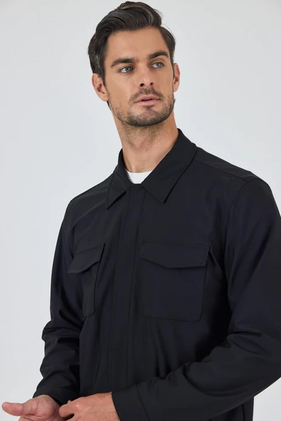 Düz Gabardin Polo Yaka Tam Astar Esnek Standart Fit Mont 1007250111 - 4