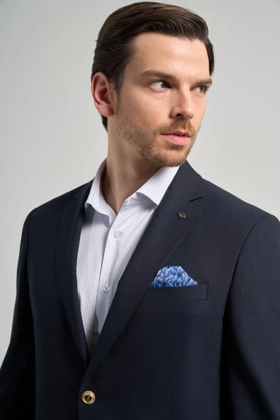 Düz Bez Ayağı Mono Yaka Tam Astar Esnek 6 Drop Slim Fit Ceket 1002245903 - Resim 4