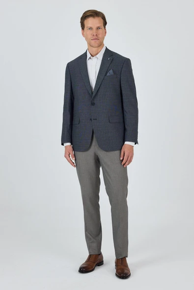 Lacivert Mono Yaka Bez Ayağı Tam Astar Esnek 4 Drop Comfort Fit Classic Ceket 1002250157 - Resim 2