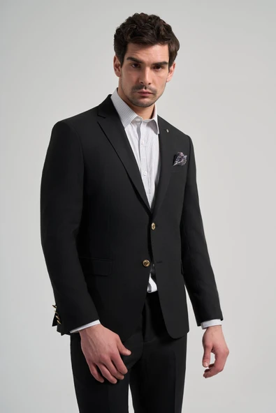 Düz Bez Ayağı Mono Yaka Tam Astar Esnek 6 Drop Slim Fit Ceket 1002245903