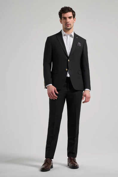 Düz Bez Ayağı Mono Yaka Tam Astar Esnek 6 Drop Slim Fit Ceket 1002245903 - Resim 2