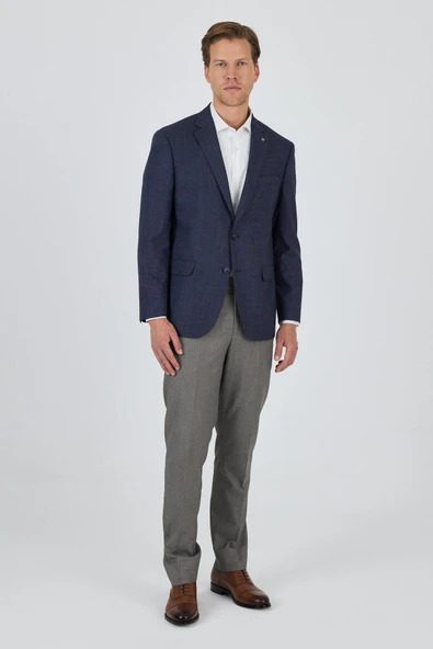 Koyu Lacivert Mono Yaka Bez Ayağı Tam Astar Esnek 4 Drop Comfort Fit Classic Ceket 1002250155 - 2