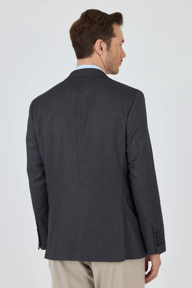 Siyah Mono Yaka Armürlü Tam Astar Esnek 6 Drop Comfort Fit Classic Ceket 1002250153 - 5