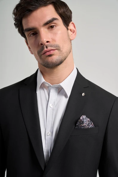 Düz Bez Ayağı Mono Yaka Tam Astar Esnek 6 Drop Slim Fit Ceket 1002245903 - Resim 4