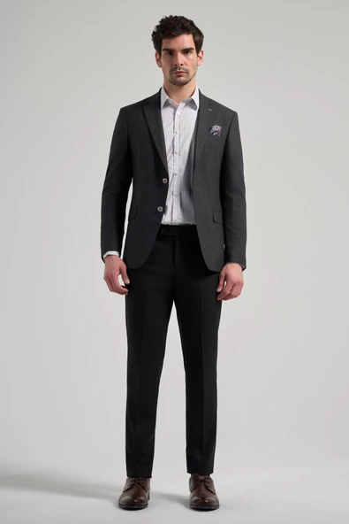 Düz Bez Ayağı Mono Yaka Tam Astar Esnek 6 Drop Slim Fit Ceket 1002245903 - Resim 2