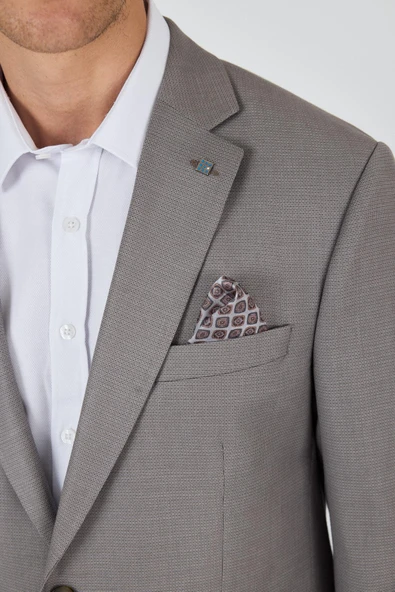 Koyu Vizon Mono Yaka Armürlü Tam Astar Esnek 4 Drop Comfort Fit Classic Ceket 1002250152 - Resim 4