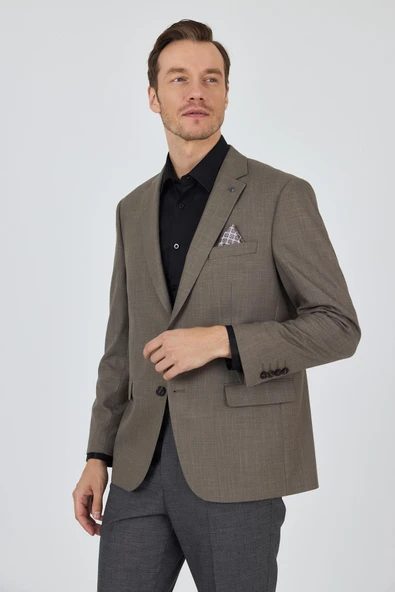 Koyu Vizon Mono Yaka Bez Ayağı Tam Astar Esnek 4 Drop Comfort Fit Classic Ceket 1002250155 - 3