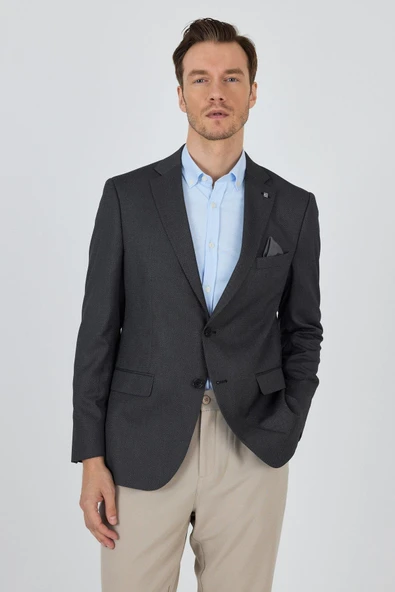 Siyah Mono Yaka Armürlü Tam Astar Esnek 6 Drop Comfort Fit Classic Ceket 1002250153 - 3