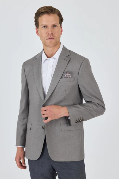 Koyu Vizon Mono Yaka Armürlü Tam Astar Esnek 4 Drop Comfort Fit Classic Ceket 1002250152 - Resim 3