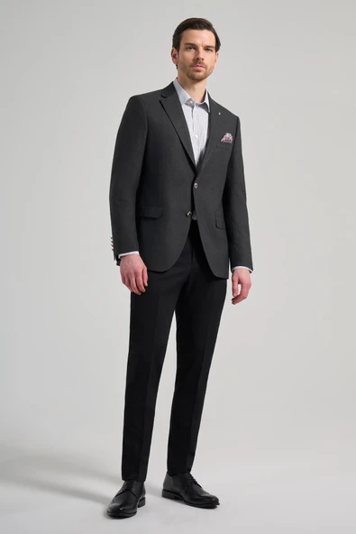 Düz Bez Ayağı Mono Yaka Tam Astar Esnek 6 Drop Comfort Fit Ceket 1002245902 - 3