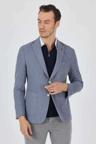 Düz Örme Pamuklu 6 Drop Slim Fit Ceket 1002250114