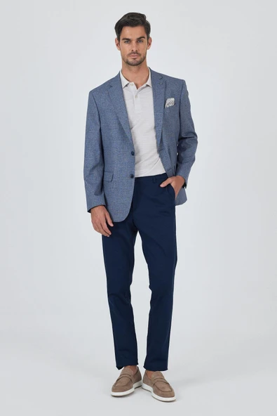 Lacivert Mono Yaka Bez Ayağı Tam Astar Esnek 4 Drop Comfort Fit Classic Ceket 1002250156 - Resim 2