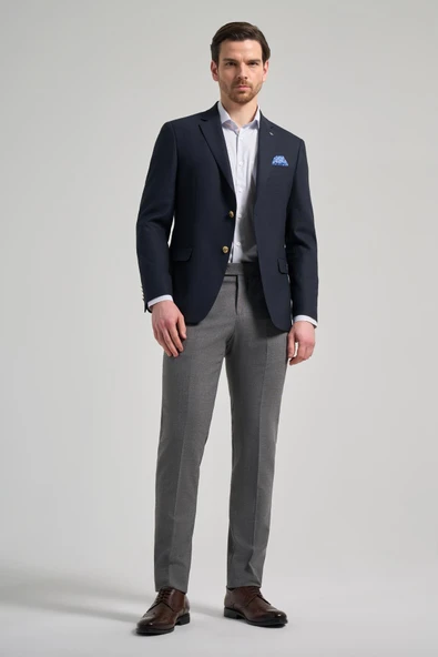 Düz Bez Ayağı Mono Yaka Tam Astar Esnek 6 Drop Slim Fit Ceket 1002245903 - Resim 2