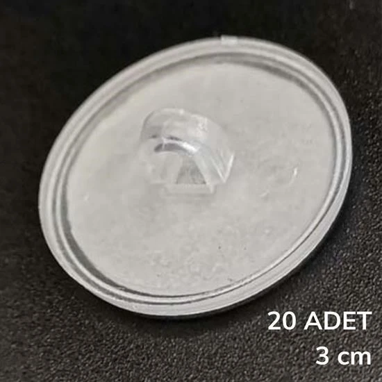 BUFFER® 20 Adet Şeffaf Yuvarlak 3 Cm Çaplı Güçlü Disk Yapışkanlar - 2