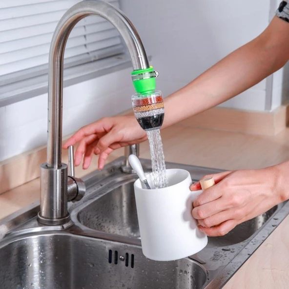 BUFFER® 6 Katmanlı Musluk Ucu Filtreli Su Tasarruflu Hijjenik Musluk Başlığı - 5