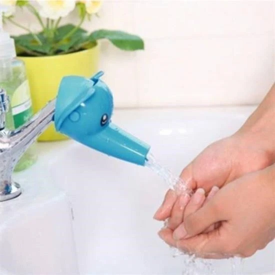 BUFFER® Çocuklar İçin Eğitici ve Güvenli Musluk Uzatıcı Genişletici Başlık Aparatı Fil Figürlü - 4
