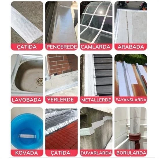 BUFFER® 2 Mt Yüksek Sıcaklık Dayanan Su Geçirmez Çatı  Duvar Çatlak Onarıcı Yapışkan Bant Folyo 5 Cm - 4