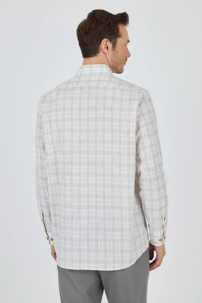 Koyu Yeşil Kısa Kol Ekose Desen Düğmeli Yaka Pamuk Casual Comfort Fit Gömlek 1004250101 - Resim 5