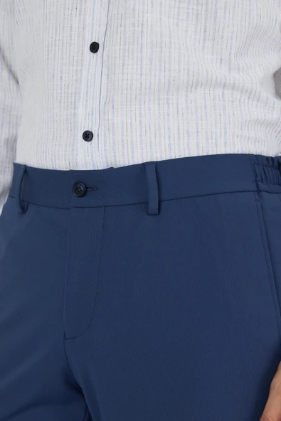 Lacivert Esnek Yandan Cepli Casual Slim Fit Jogger Pantolon 1003250162 - Resim 4