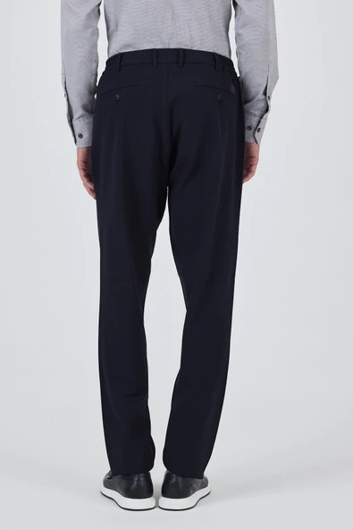 Koyu Lacivert Esnek Yandan Cepli Casual Standart Fit Jogger Pantolon 1003250119 - Resim 5