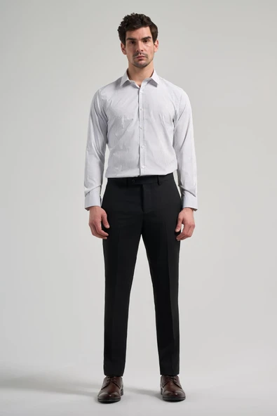 Siyah Esnek Yandan Cepli Slim Fit Classic Pantolon 1003250160 - Resim 2