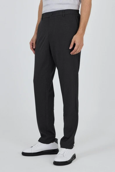 Koyu Antrasit Esnek Yandan Cepli Casual Standart Fit Jogger Pantolon 1003250119 - Resim 3