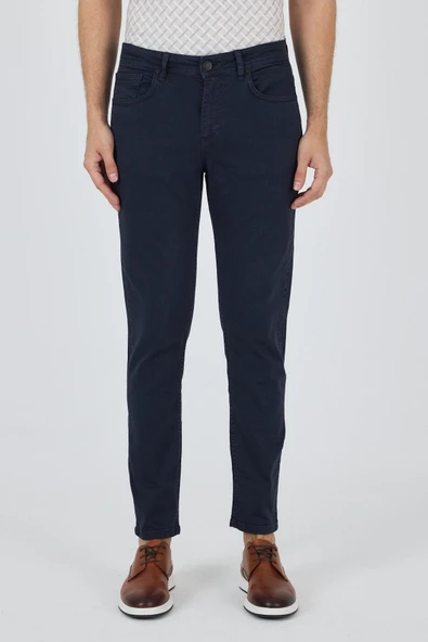 Koyu Lacivert Pamuklu 5 Cep Casual Slim Fit 5 Cep Pantolon 1003250318 - 1