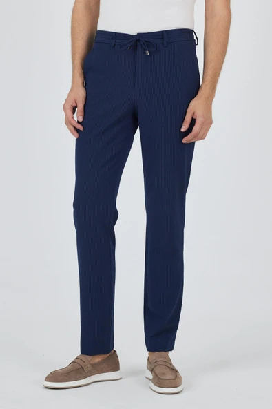 Koyu Lacivert Esnek Yandan Cepli Casual Comfort Fit Jogger Pantolon 1003250117 - Resim 3