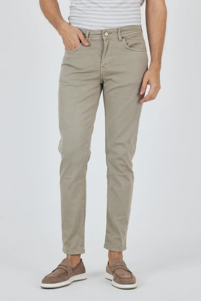 Koyu Bej Pamuklu 5 Cep Casual Slim Fit 5 Cep Pantolon 1003250318 - 3