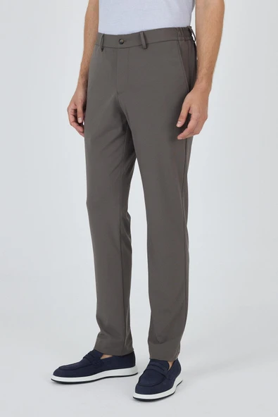 Koyu Vizon Esnek Yandan Cepli Casual Slim Fit Jogger Pantolon 1003250162 - Resim 3