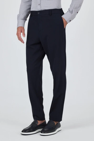 Koyu Lacivert Esnek Yandan Cepli Casual Standart Fit Jogger Pantolon 1003250119 - Resim 2